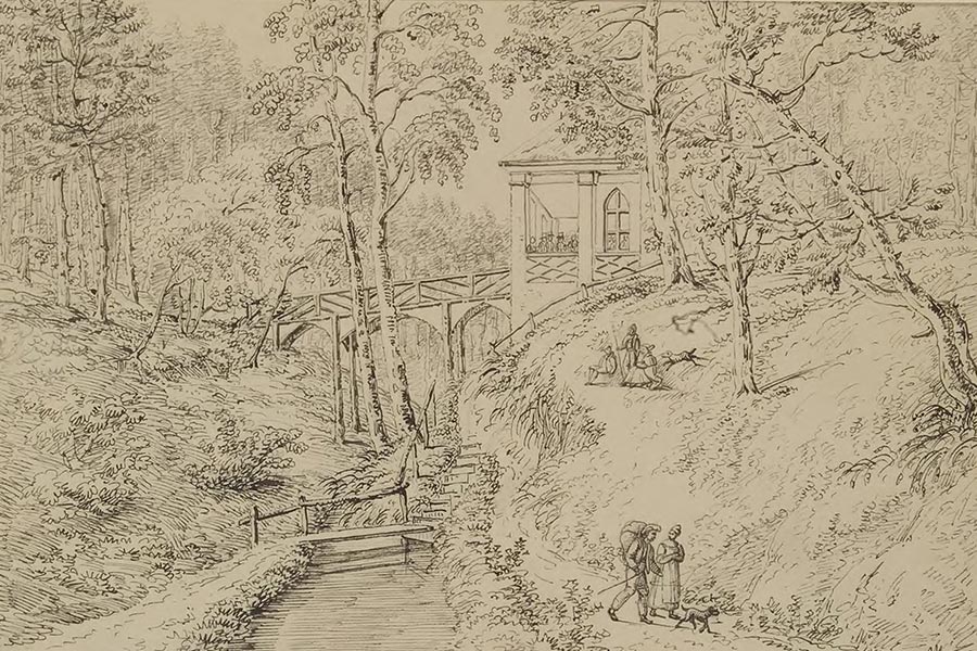 De salon vanuit het noorden 1816, bron: Gelders Archief